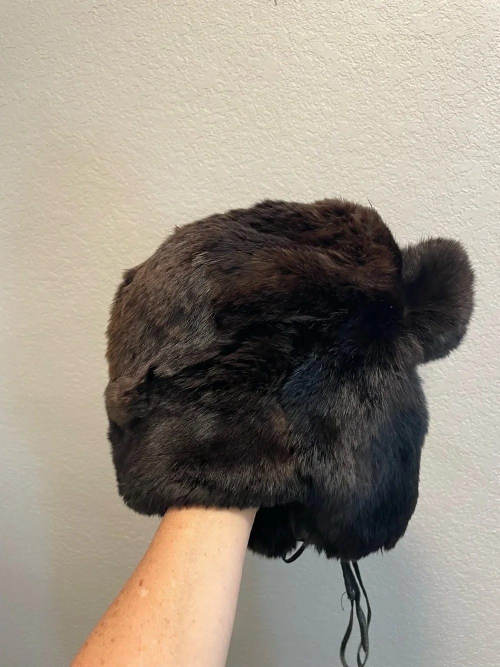Vintage Real Fur Russian Style Hat Dark Brown Trapper Ushanka Winter Fur Hat
